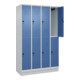 C+P Doppelstock-Spind Classic PLUS, Sockel, 4 Abteile, 1950x1200x500mm, 7035/502 Front RAL 5023 Fernblau-2