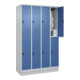 C+P Doppelstock-Spind Classic PLUS, Sockel, 4 Abteile, 1950x1200x500mm, 7035/502 Front RAL 5023 Fernblau-4