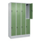 C+P Doppelstock-Spind Classic PLUS, Sockel, 4 Abteile, 1950x1200x500mm, 7035/601 Front RAL 6011 Resedagrün-2