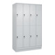 C+P Doppelstock-Spind Classic PLUS, Sockel, 4 Abteile, 1950x1200x500mm, 7035/703 Front RAL 7035 Lichtgrau-1