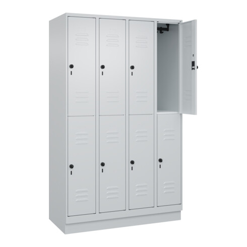 C+P Doppelstock-Spind Classic PLUS, Sockel, 4 Abteile, 1950x1200x500mm, 7035/703 Front RAL 7035 Lichtgrau