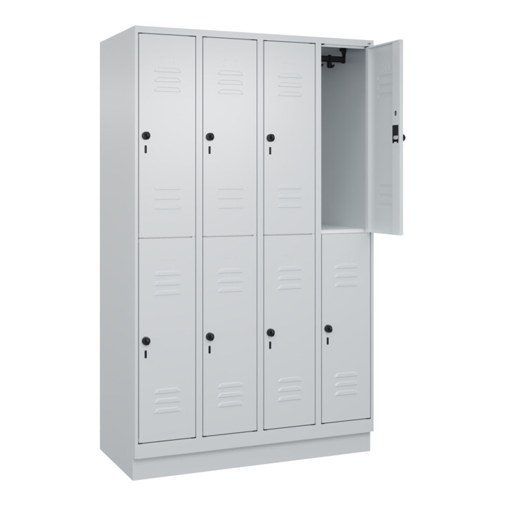 C+P Doppelstock-Spind Classic PLUS, Sockel, 4 Abteile, 1950x1200x500mm, 7035/703 Front RAL 7035 Lichtgrau