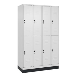 C+P Doppelstock-Spind Classic PLUS, Sockel, 4 Abteile, 1950x1200x500mm, 9016/901 Front RAL 9016 Verkehrsweiß