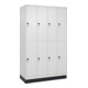 C+P Doppelstock-Spind Classic PLUS, Sockel, 4 Abteile, 1950x1200x500mm, 9016/901 Front RAL 9016 Verkehrsweiß-1