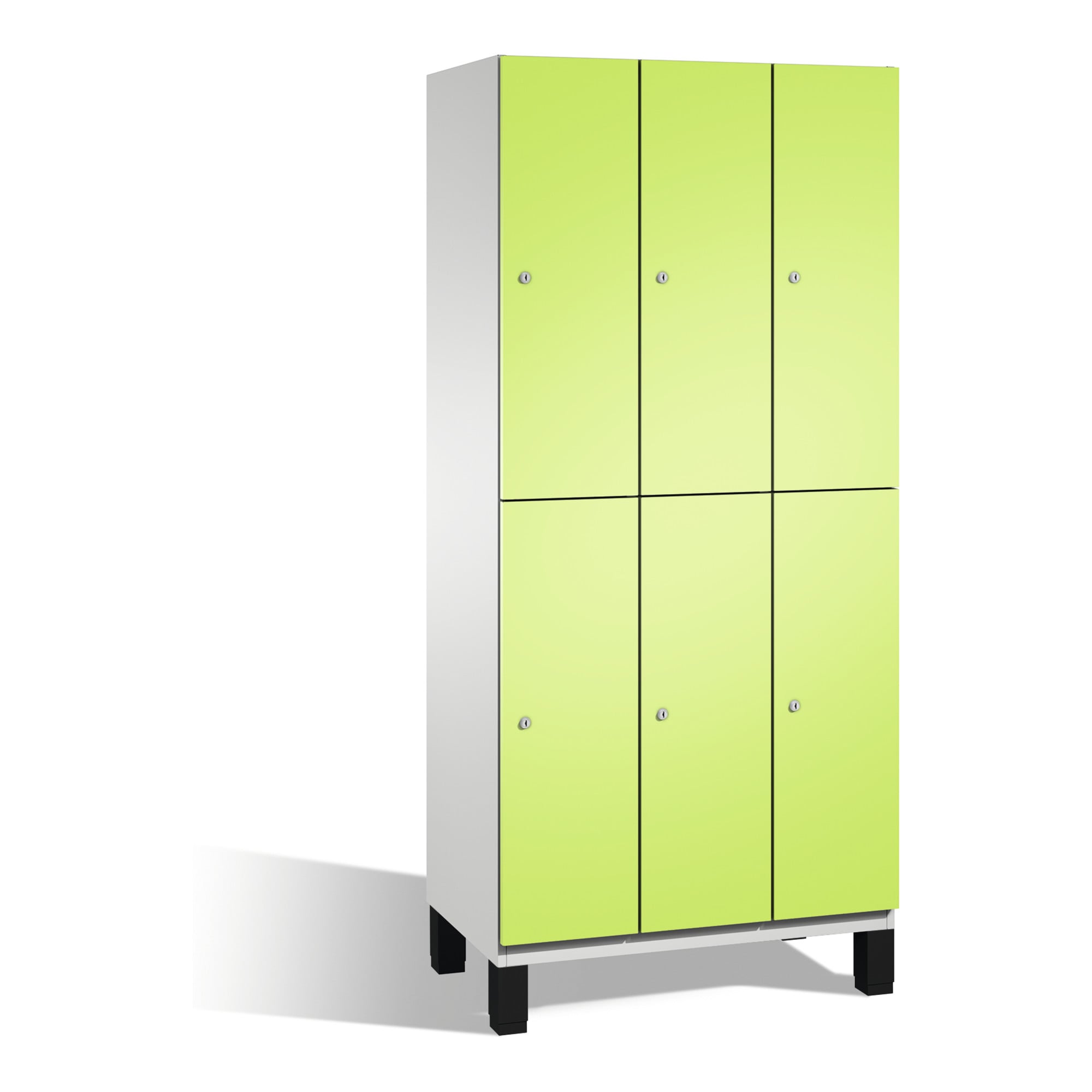 C+P Doppelstockspind Cambio auf Füßen, 6 Fächer, H1980xB900xT525mm Front Viridingrün Korpus Lichtgrau ; C + P Möbelsysteme