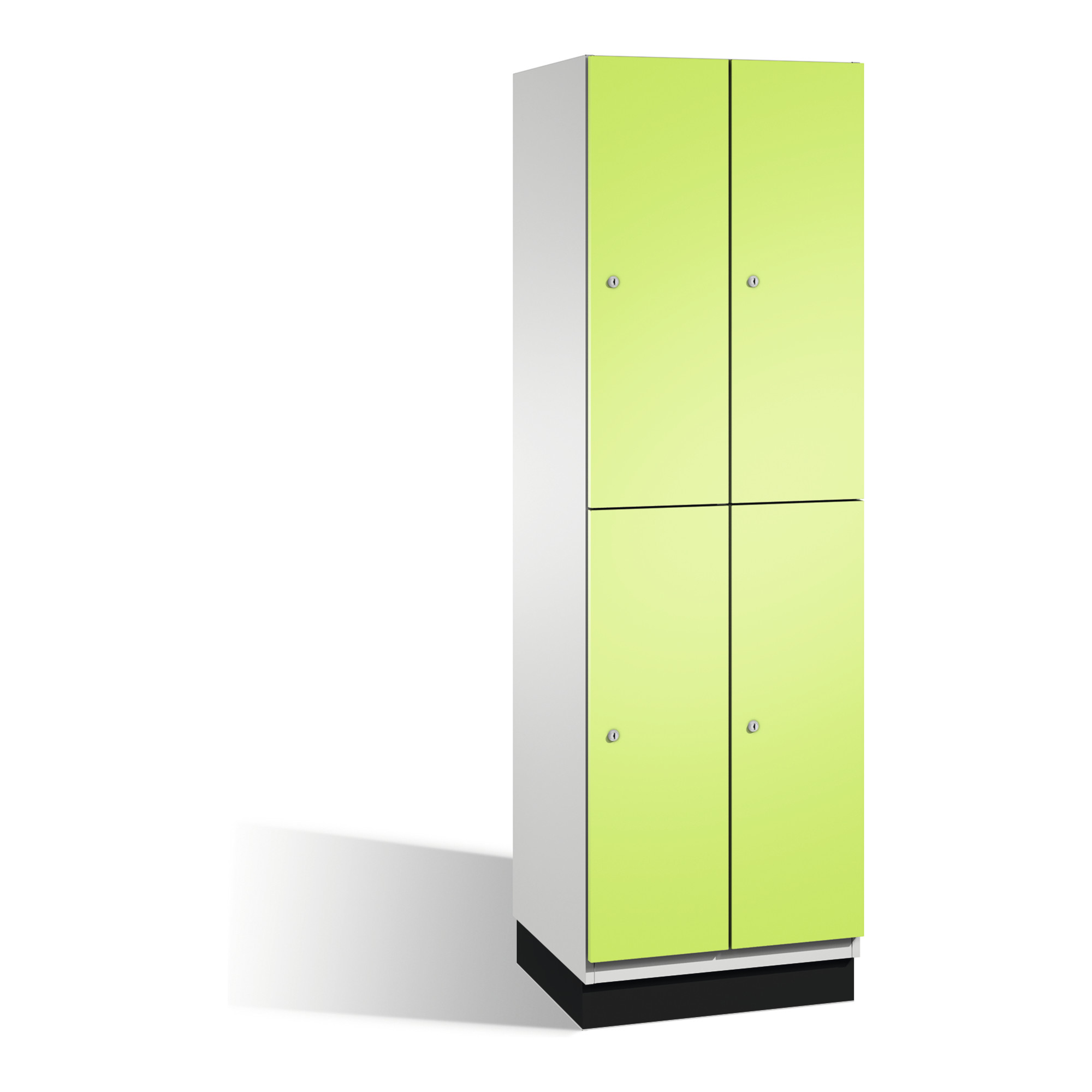 C+P Doppelstockspind Cambio auf Sockel, 4 Fächer, H1950xB600xT525mm Front Viridingrün Korpus Lichtgrau ; C + P Möbelsysteme
