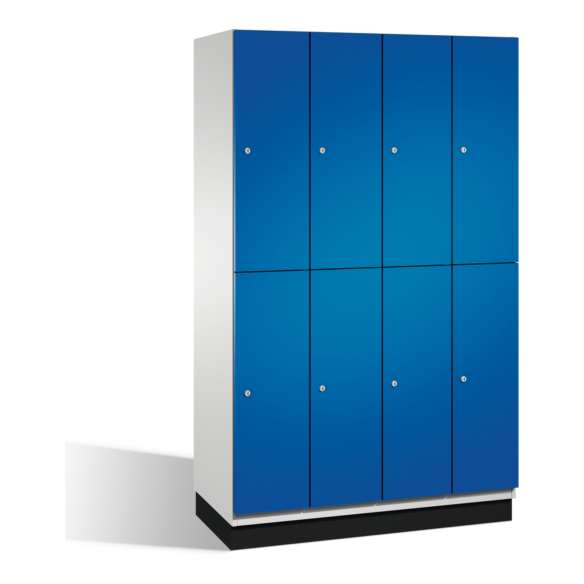 C+P Doppelstockspind Cambio auf Sockel, 8 Fächer, H1950xB1200xT525mm Front Enzianblau Korpus Lichtgrau ; C + P Möbelsysteme
