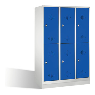 C+P Doppelstockspind Classic auf Sockel 6 Fächer Front Enzianblau Korpus Lichtgrau