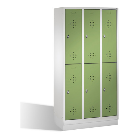 C+P Doppelstockspind Classic auf Sockel 6 Fächer Front Resedagrün Korpus Lichtgrau
