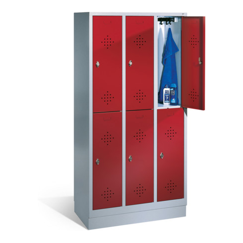 C+P Doppelstockspind Classic auf Sockel 6 Fächer Front Rubinrot Korpus Lichtgrau
