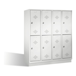 C+P Doppelstockspind Classic auf Sockel, 8 Fächer, H1800xB1590xT500mm Front Lichtgrau Korpus Lichtgrau