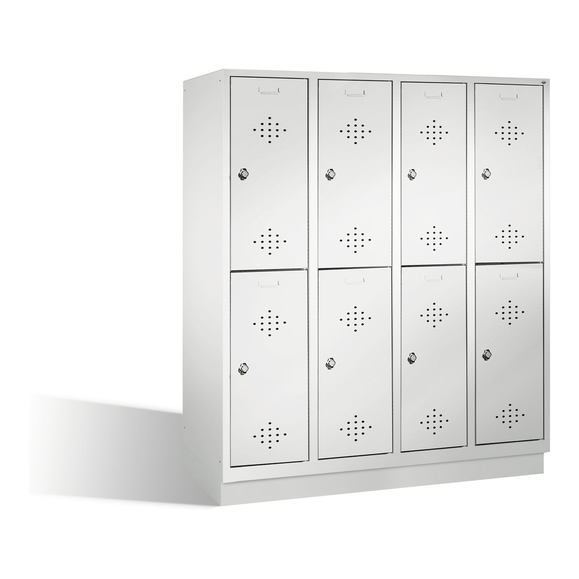C+P Doppelstockspind Classic auf Sockel, 8 Fächer, H1800xB1590xT500mm Front Lichtgrau Korpus Lichtgrau ; C + P Möbelsysteme