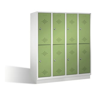 C+P Doppelstockspind Classic auf Sockel, 8 Fächer, H1800xB1590xT500mm Front Resedagrün Korpus Lichtgrau