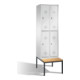 C+P Doppelstockspind Classic mit Sitzbank 4 Fächer Front Lichtgrau Korpus Lichtgrau-1