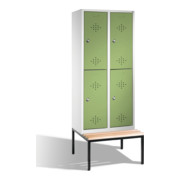 C+P Doppelstockspind Classic mit Sitzbank, 4 Fächer, H2090xB810xT500/815mm Front Resedagrün Korpus Lichtgrau-1
