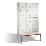C+P Doppelstockspind Classic mit Sitzbank 6 Fächer Front Lichtgrau Korpus Lichtgrau