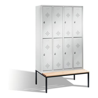 C+P Doppelstockspind Classic mit Sitzbank 8 Fächer Front Lichtgrau Korpus Lichtgrau