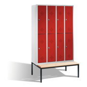 C+P Doppelstockspind Classic mit Sitzbank 8 Fächer Front Rubinrot Korpus Lichtgrau