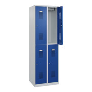 C+P Doppelstöckiger Spind Basis PLUS, 4 Fächer, 1850x600x500mm, 7035/5010