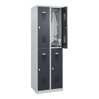 C+P Doppelstöckiger Spind Basis PLUS, 4 Fächer, 1850x600x500mm, 7035/7016