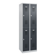 C+P Doppelstöckiger Spind Basis PLUS, 4 Fächer, 1850x600x500mm, 7035/7016-4