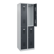 C+P Doppelstöckiger Spind Basis PLUS, 4 Fächer, 1850x600x500mm, 7035/7016
