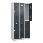 C+P Doppelstöckiger Spind Basis PLUS, 6 Fächer, 1850x900x500mm, 7035/7016-2