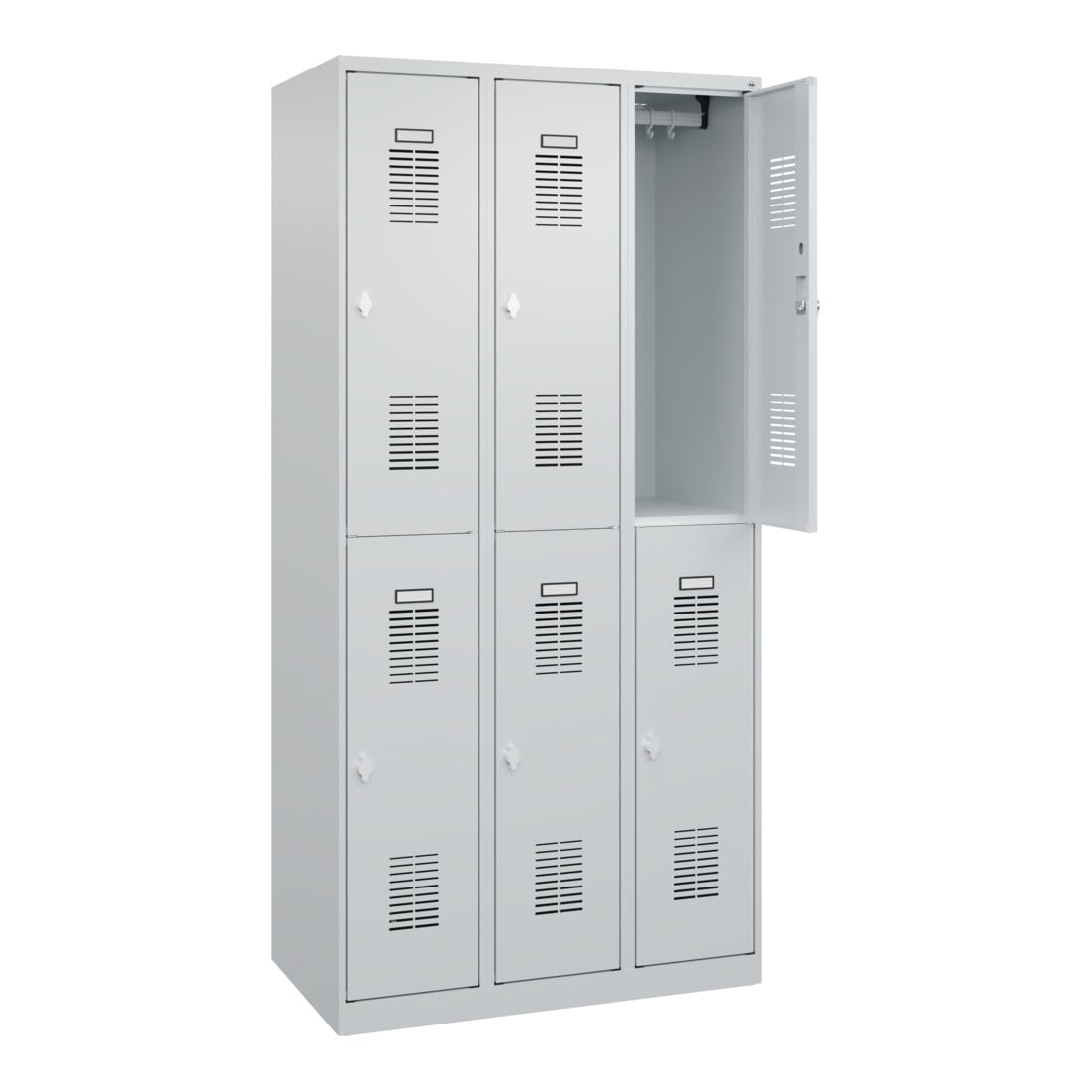 C+P Doppelstöckiger Spind Basis PLUS, 6 Fächer, 1850x900x500mm, 7035/7035