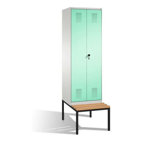 C+P double casier Evolo avec banquette 2 compartiments avant vert clair corps vert clair gris clair