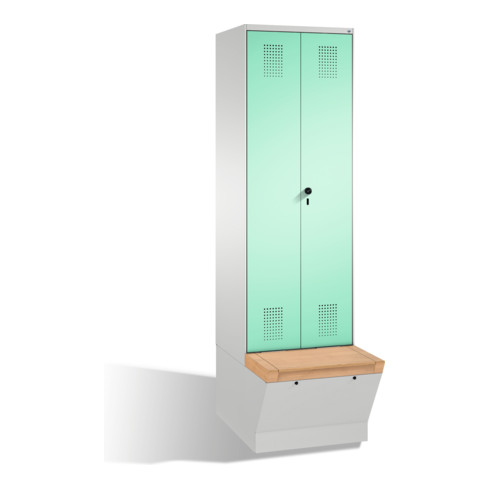 C+P double casier Evolo avec caisson de siège 2 compartiments avant vert clair corps vert clair gris clair