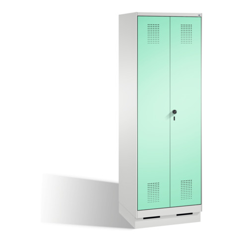 C+P double casier Evolo sur socle 2 compartiments avant vert clair corps vert clair gris clair