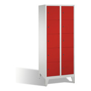 C+P Fächerschrank Classic auf Füßen 10 Fächer Front Rubinrot Korpus Lichtgrau