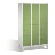 C+P Fächerschrank Classic auf Füßen 12 Fächer Front Resedagrün Korpus Lichtgrau