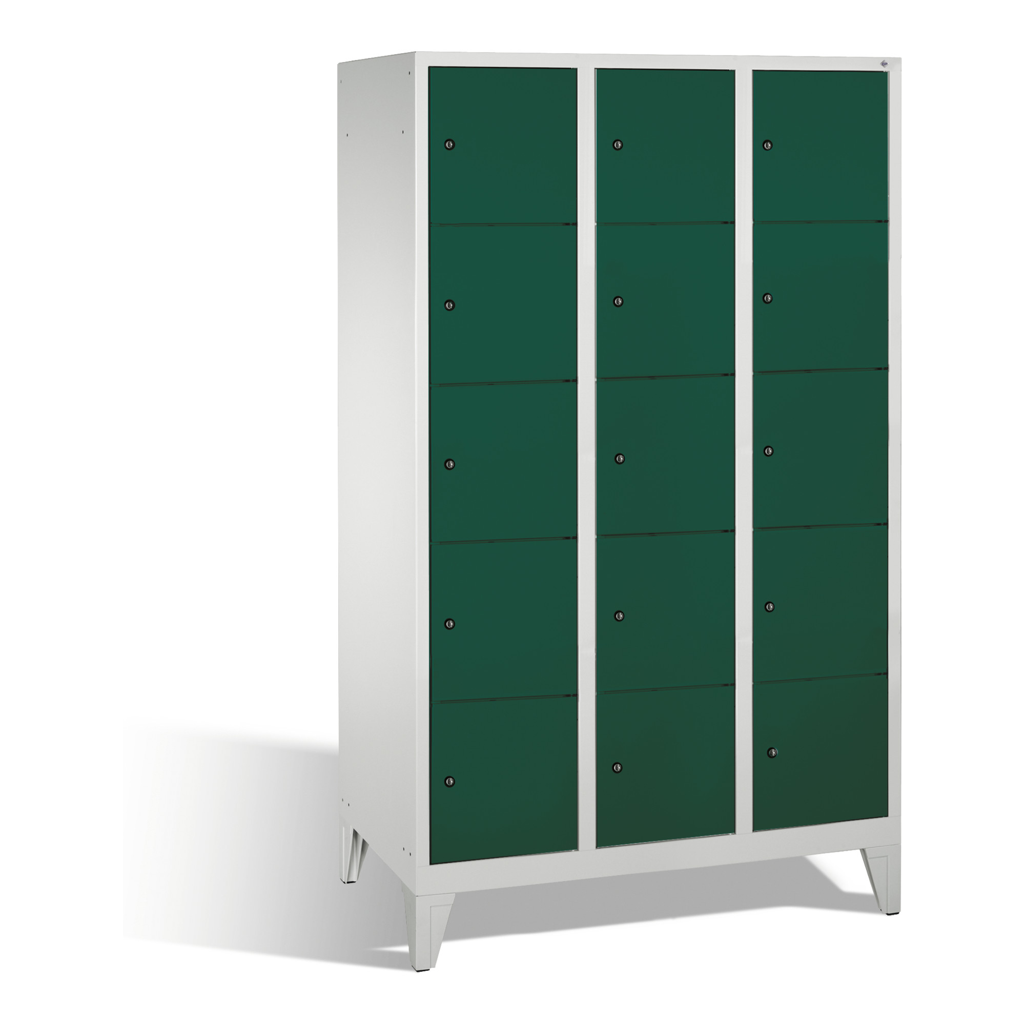 C+P Fächerschrank Classic auf Füßen, 15 Fächer, H1850xB1200xT500mm Front Resedagrün Korpus Lichtgrau ; C + P Möbelsysteme