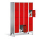 C+P Fächerschrank Classic auf Füßen, 16 Fächer, H1850xB1190xT500mm Front Rubinrot Korpus Lichtgrau-1