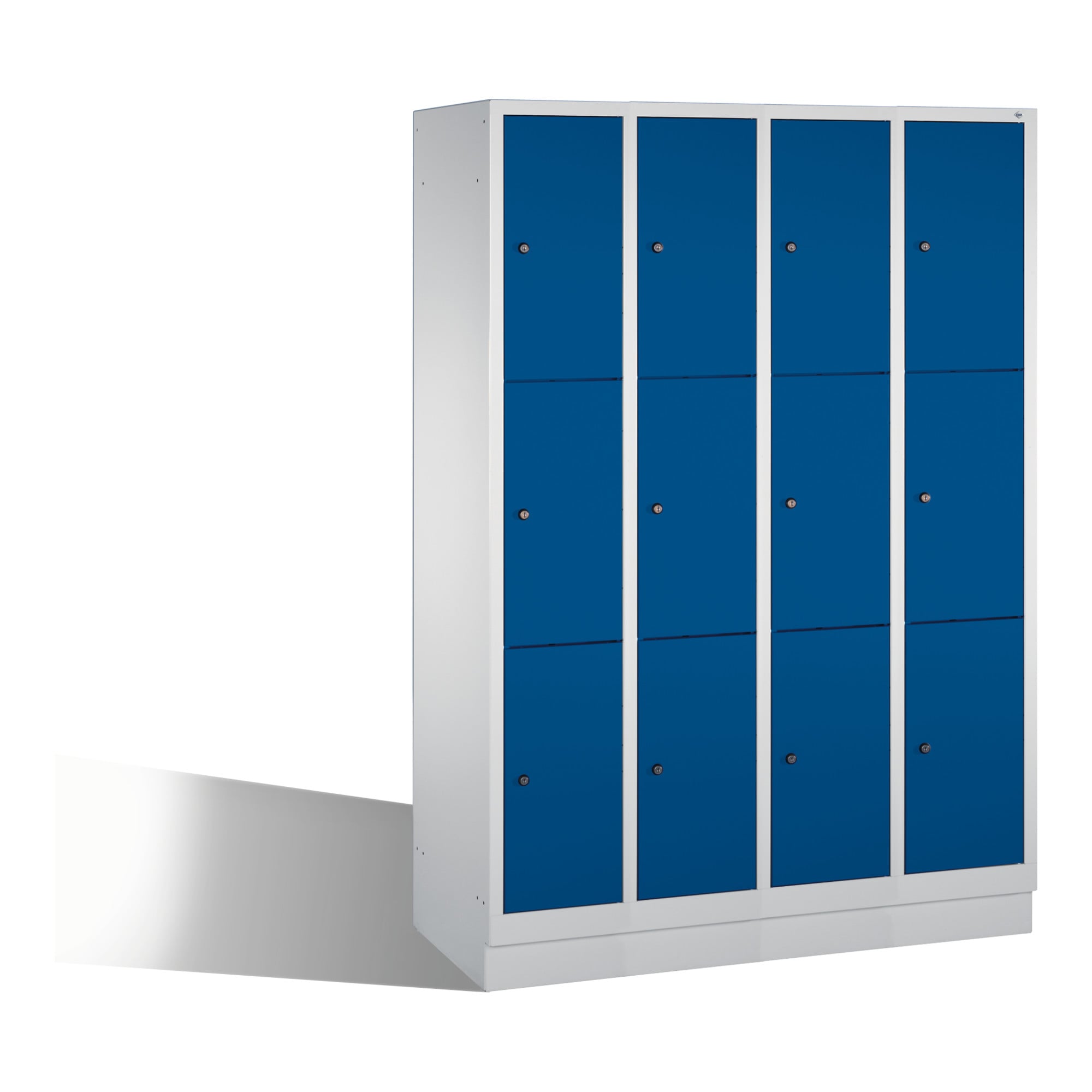 C+P Fächerschrank Classic auf Sockel, 12 Fächer, H1800xB1190xT500mm Front Enzianblau Korpus Lichtgrau ; C + P Möbelsysteme