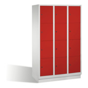 C+P Fächerschrank Classic auf Sockel 12 Fächer Front Rubinrot Korpus Lichtgrau