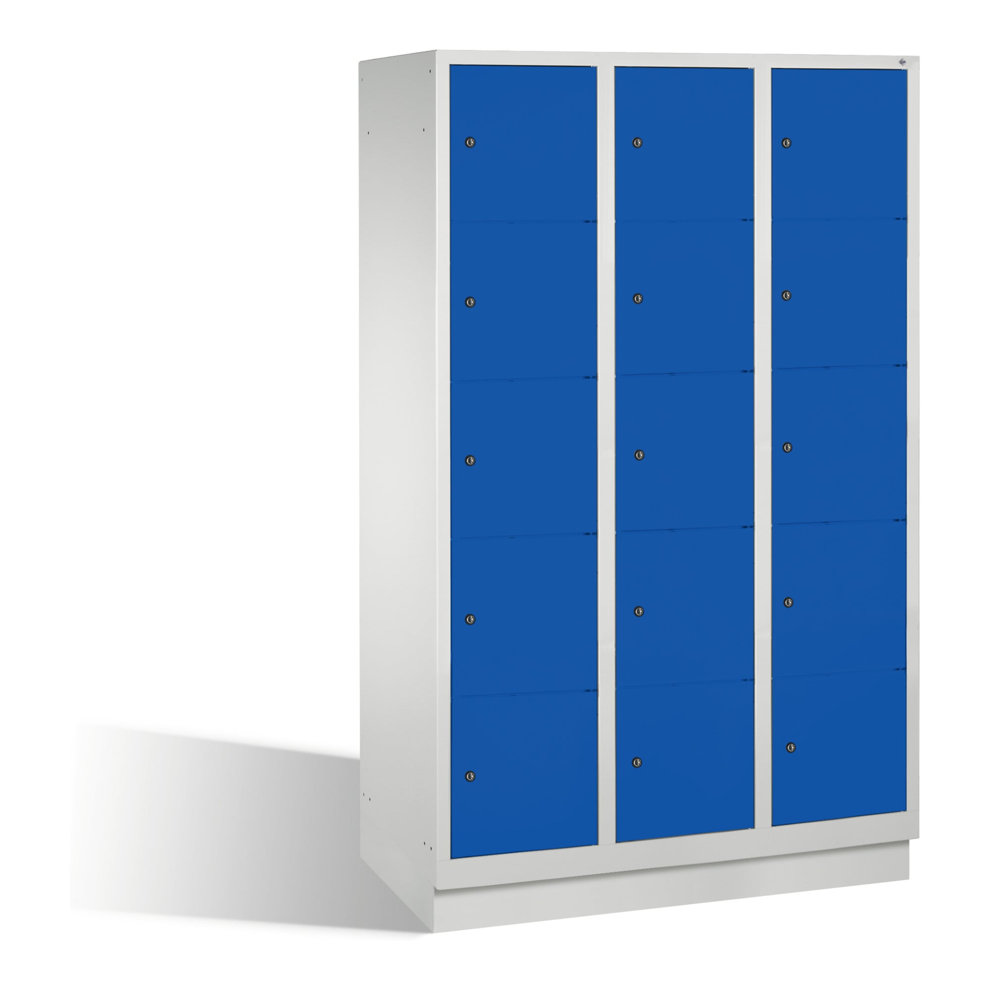 C+P Fächerschrank Classic auf Sockel, 15 Fächer, H1800xB1200xT500mm Front Enzianblau Korpus Lichtgrau ; C + P Möbelsysteme
