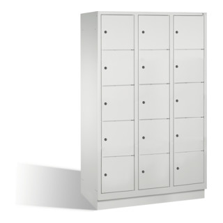 C+P Fächerschrank Classic auf Sockel 15 Fächer Front Lichtgrau Korpus Lichtgrau