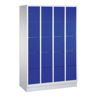 C+P Fächerschrank Classic auf Sockel, 20 Fächer, H1800xB1190xT500mm Front Enzianblau Korpus Lichtgrau