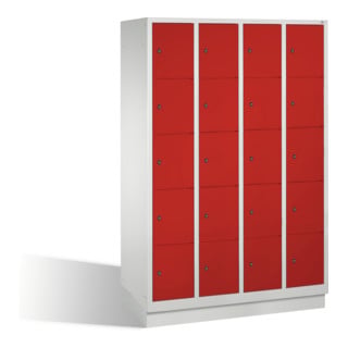 C+P Fächerschrank Classic auf Sockel, 20 Fächer, H1800xB1190xT500mm Front Rubinrot Korpus Lichtgrau