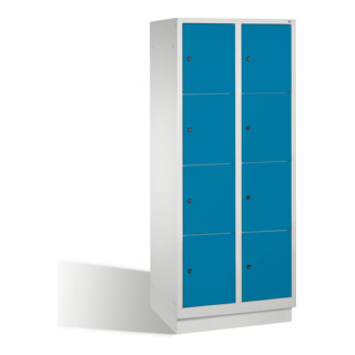 C+P Fächerschrank Classic auf Sockel 8 Fächer Front Lichtblau Korpus Lichtgrau