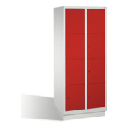 C+P Fächerschrank Classic auf Sockel 8 Fächer Front Rubinrot Korpus Lichtgrau