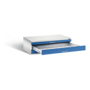 C+P Flachablageschrank Serie 7100_7200, H420xB1350xT960mm, Front Enzianblau, Korpus Lichtgrau (7200-100)