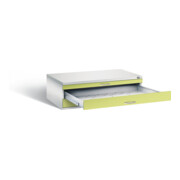 C+P Flachablageschrank Serie 7100_7200, H420xB1350xT960mm, Front Viridingrün, Korpus Lichtgrau (7200-100)