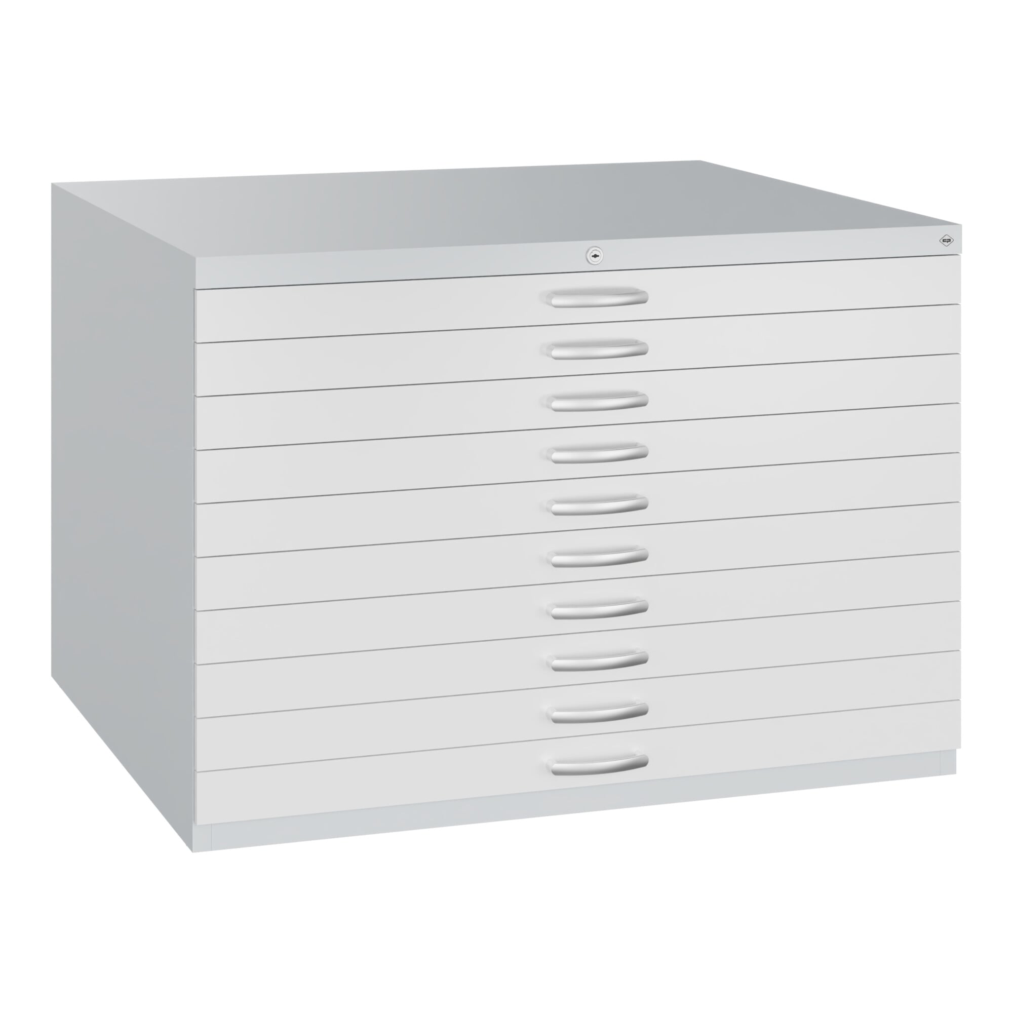 C+P Flachablageschrank Serie 7100_7200, H760xB1100xT765mm, 7035/7035 ; C + P Möbelsysteme