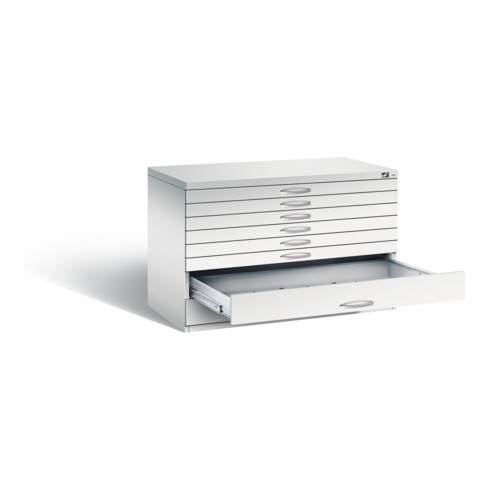 C+P Flachablageschrank Serie 7100_7200, H760xB1100xT765mm, Front Lichtgrau, Korpus Lichtgrau (7101-200)