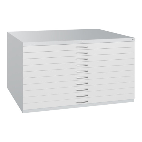 C+P Flachablageschrank Serie 7100_7200, H760xB1350xT960mm, 7035/7035
