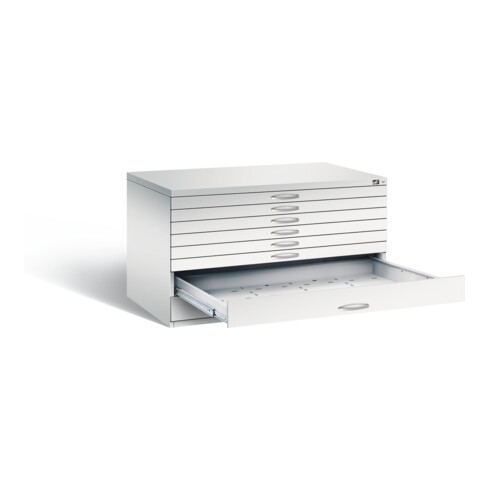 C+P Flachablageschrank Serie 7100_7200, H760xB1350xT960mm, Front Lichtgrau, Korpus Lichtgrau (7201-200)