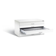 C+P Flachablageschrank Serie 7100_7200, H760xB1350xT960mm, Front Verkehrsweiß, Korpus Verkehrsweiß (7201-100)